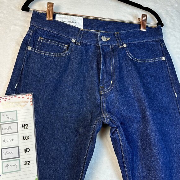 Norse Projects Slim Denim Jeans W29 L32 Dark Indigo Made in Italy Organic Cotton - Picture 7 of 9